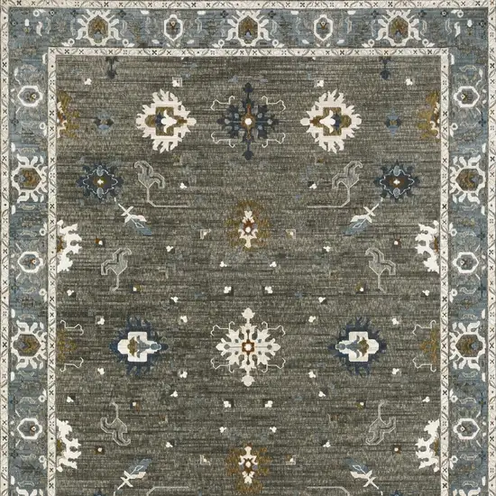 Blue Ivory And Gray Oriental Area Rug Photo 7