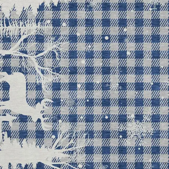 Blue Ivory And Gray Plaid Washable Indoor Outdoor Area Rug Photo 3