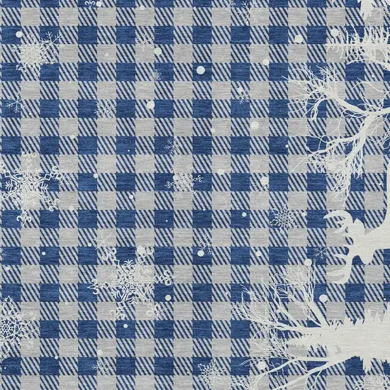 Blue Ivory And Gray Plaid Washable Indoor Outdoor Area Rug Photo 8