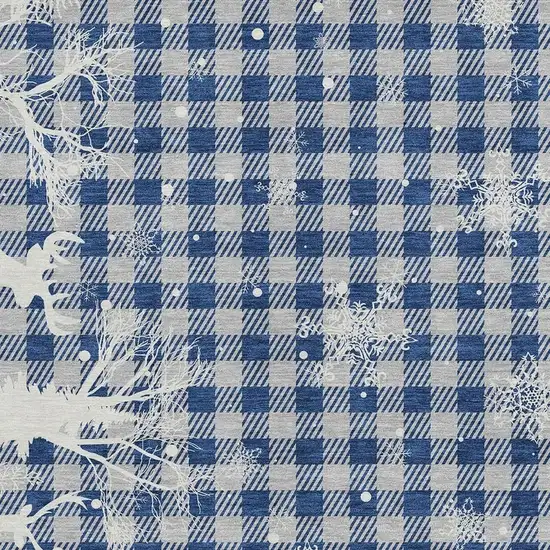 Blue Ivory And Gray Plaid Washable Indoor Outdoor Area Rug Photo 3