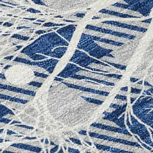 Photo of Blue Ivory And Gray Plaid Washable Indoor Outdoor Area Rug