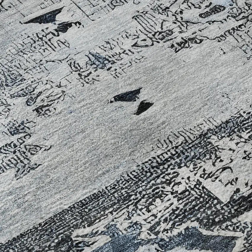 Blue Ivory And Gray Southwestern Washable Area Rug With UV Protection Photo 9