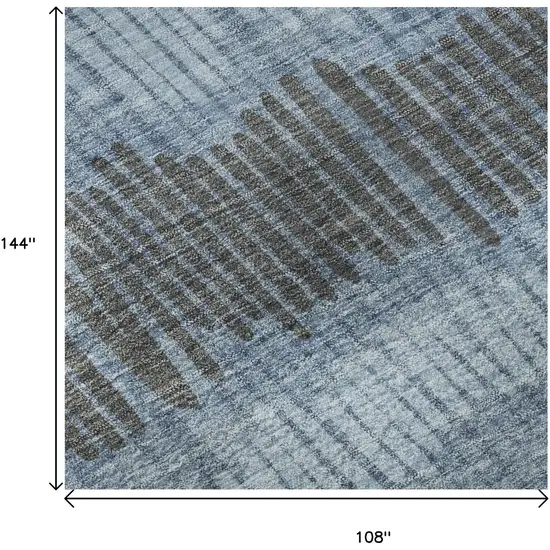 Blue Ivory And Gray Striped Washable Area Rug With UV Protection Photo 9