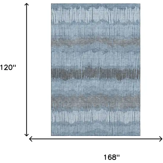 Blue Ivory And Gray Striped Washable Area Rug With UV Protection Photo 3