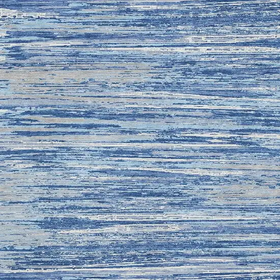 Blue Ivory And Gray Striped Washable Area Rug With UV Protection Photo 3