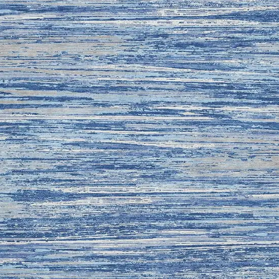 Blue Ivory And Gray Striped Washable Area Rug With UV Protection Photo 3