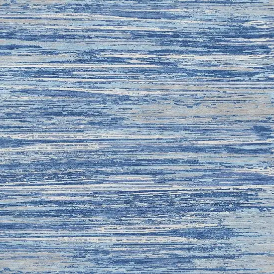 Blue Ivory And Gray Striped Washable Area Rug With UV Protection Photo 3