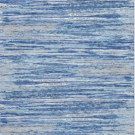 Blue Ivory And Gray Striped Washable Area Rug With UV Protection Photo 4