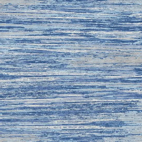 Blue Ivory And Gray Striped Washable Area Rug With UV Protection Photo 3