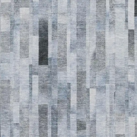 Blue Ivory And Gray Striped Washable Area Rug With UV Protection Photo 2
