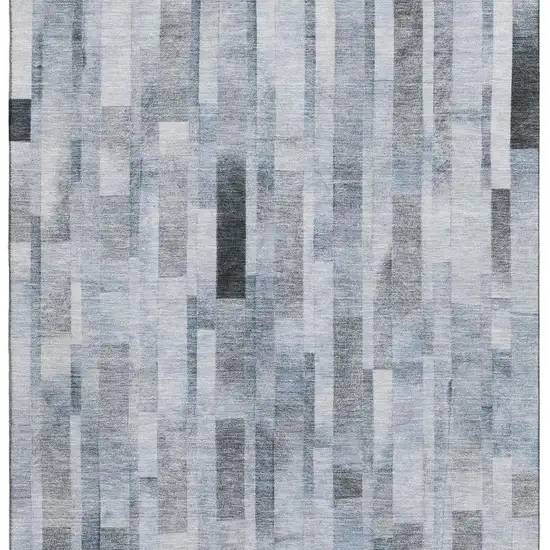 Blue Ivory And Gray Striped Washable Area Rug With UV Protection Photo 3