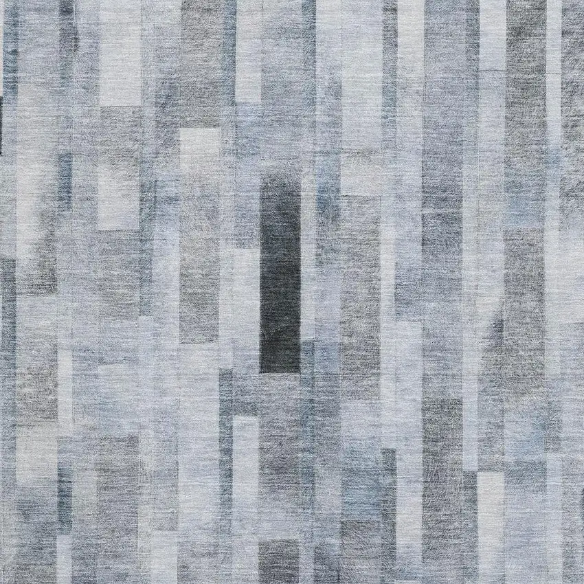 Blue Ivory And Gray Striped Washable Area Rug With UV Protection Photo 2