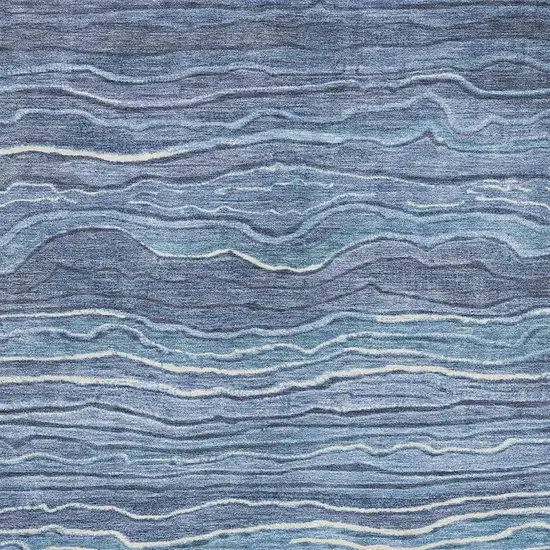 Blue Ivory And Gray Striped Washable Area Rug With UV Protection Photo 2