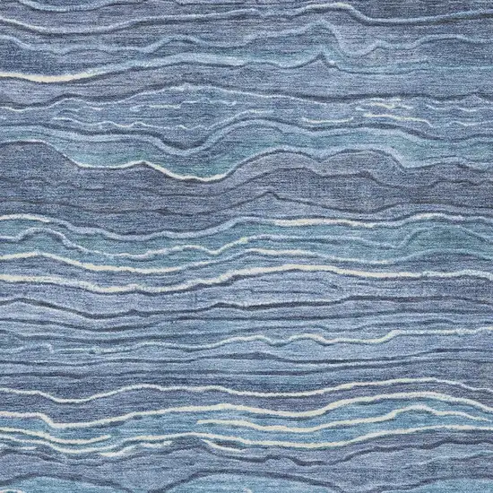 Blue Ivory And Gray Striped Washable Area Rug With UV Protection Photo 2