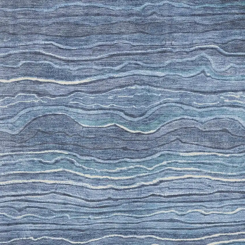 Blue Ivory And Gray Striped Washable Area Rug With UV Protection Photo 2