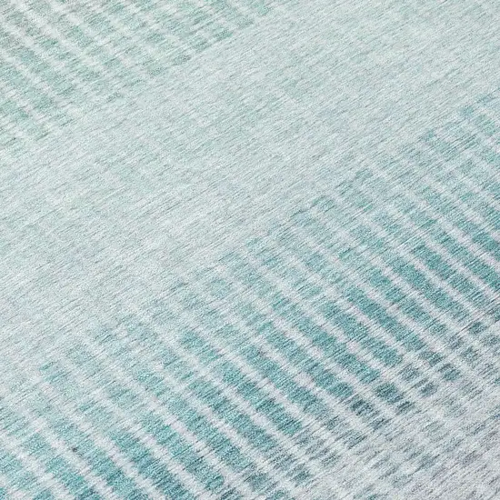 Blue Ivory And Gray Striped Washable Indoor Outdoor Area Rug Photo 6