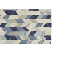 Photo of Blue Ivory And Gray Wool Geometric Tufted Handmade Area Rug