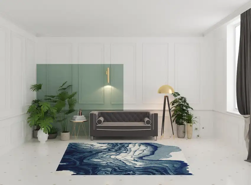 Blue Ivory And Green Area Rug Photo 4