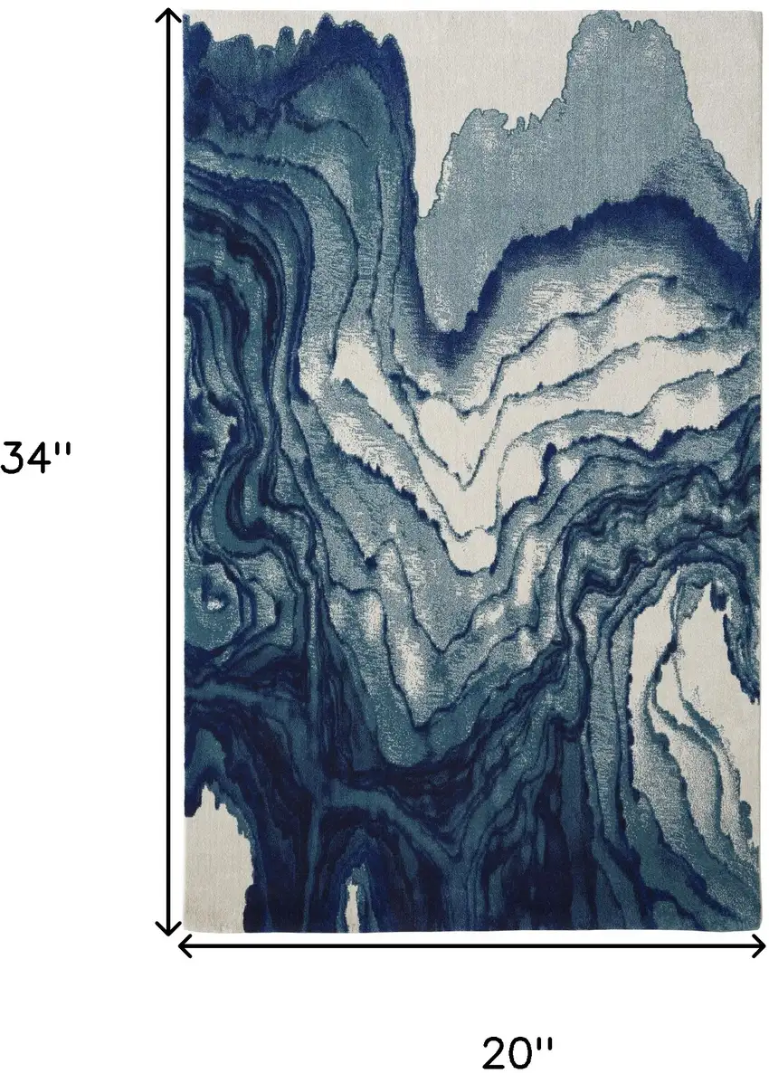 Blue Ivory And Green Area Rug Photo 9