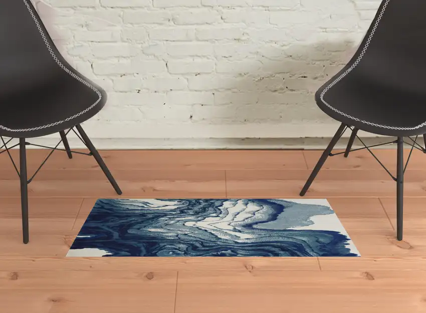 Blue Ivory And Green Area Rug Photo 2