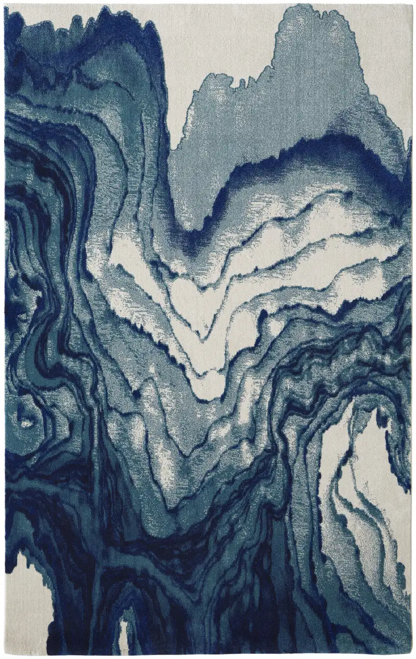 Blue Ivory And Green Area Rug Photo 1