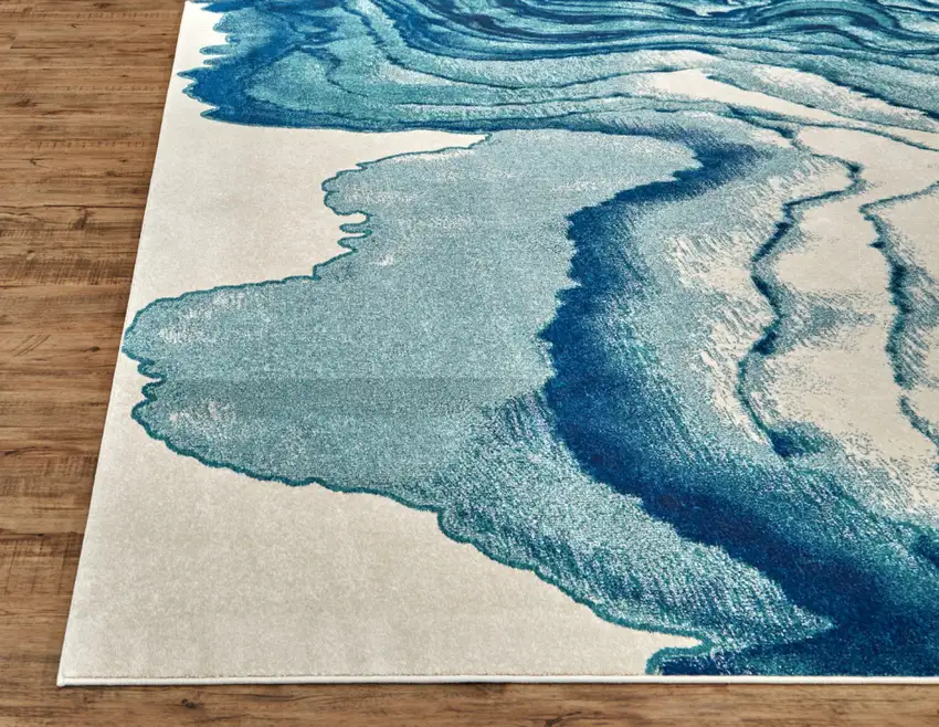 Blue Ivory And Green Area Rug Photo 4