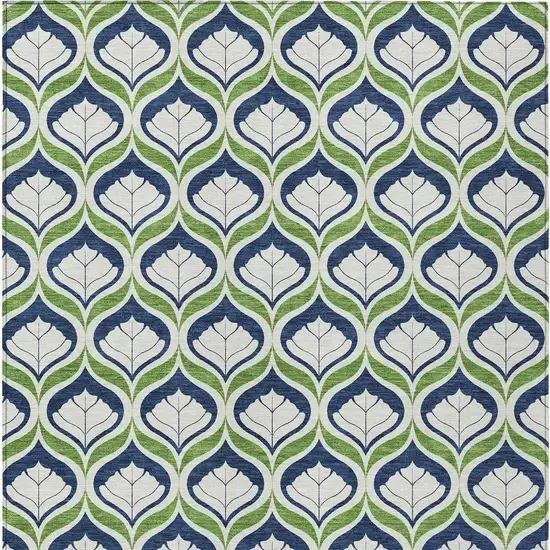 Blue Ivory And Green Geometric Washable Indoor Outdoor Area Rug Photo 3