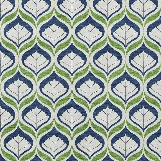 Blue Ivory And Green Geometric Washable Indoor Outdoor Area Rug Photo 2