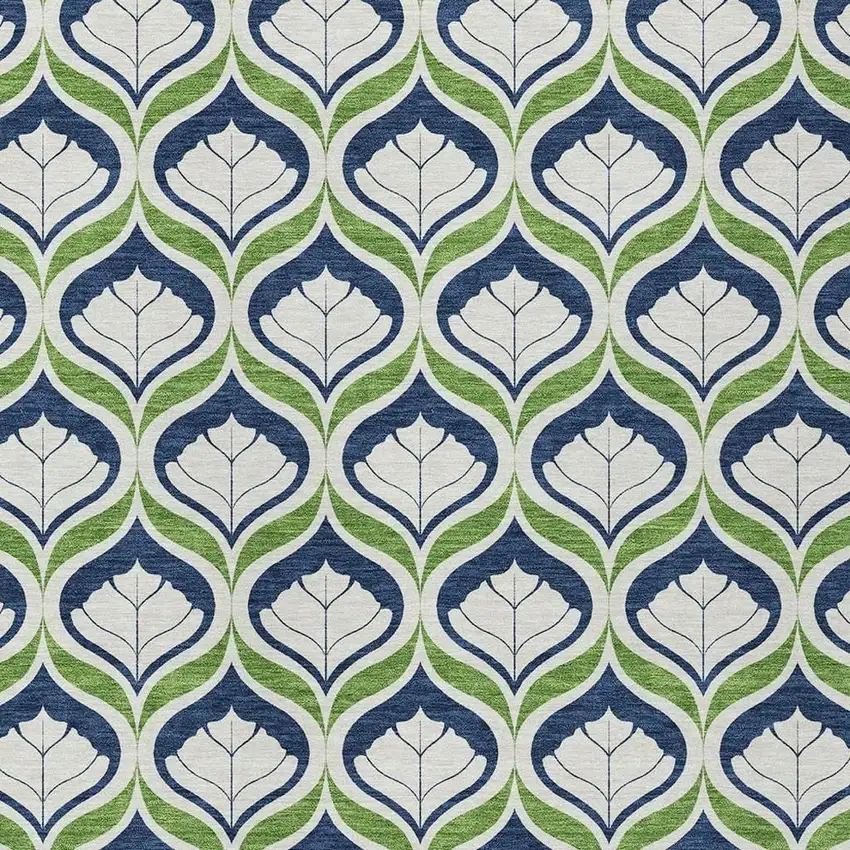 Blue Ivory And Green Geometric Washable Indoor Outdoor Area Rug Photo 2