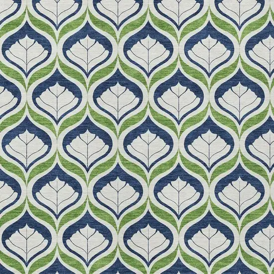 Blue Ivory And Green Geometric Washable Indoor Outdoor Area Rug Photo 2
