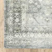 Photo of Blue Ivory And Grey Oriental Power Loom Stain Resistant Area Rug