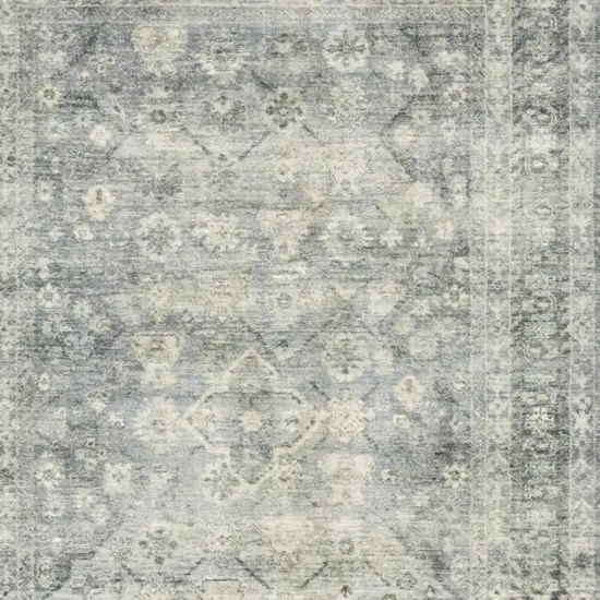 Blue Ivory And Grey Oriental Power Loom Stain Resistant Area Rug Photo 6
