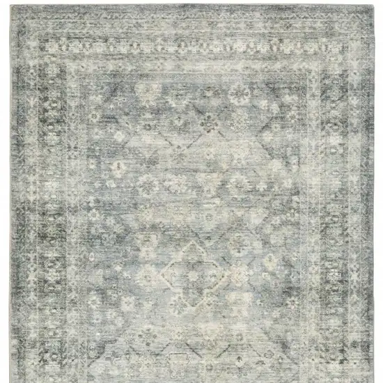 Blue Ivory And Grey Oriental Power Loom Stain Resistant Area Rug Photo 7