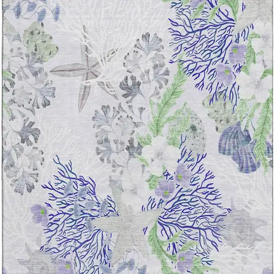 Blue Ivory And Lime Green Geometric Washable Area Rug With UV Protection Photo 5