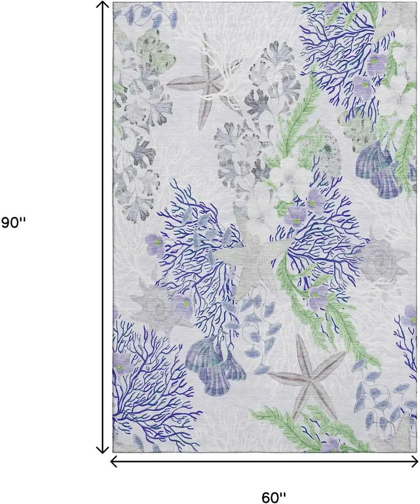 Blue Ivory And Lime Green Geometric Washable Area Rug With UV Protection Photo 3