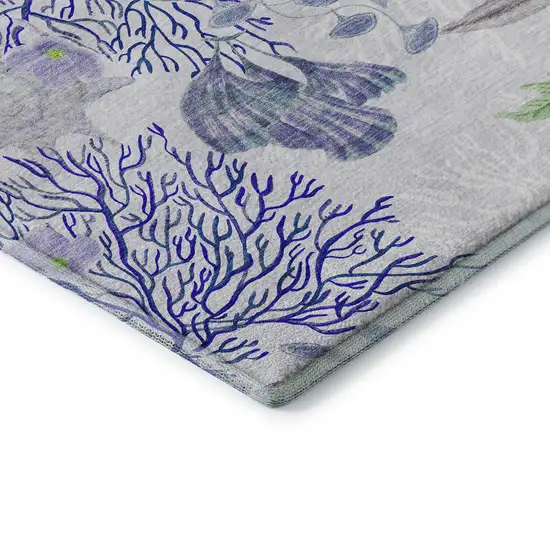 Blue Ivory And Lime Green Geometric Washable Area Rug With UV Protection Photo 8