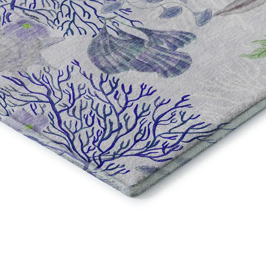 Blue Ivory And Lime Green Geometric Washable Area Rug With UV Protection Photo 8