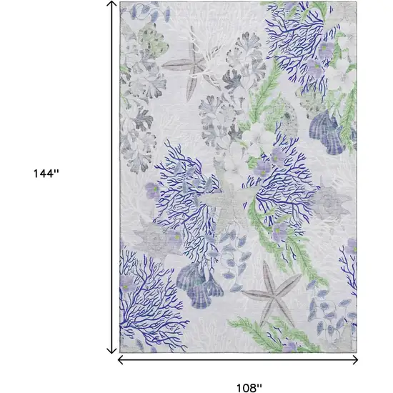 Blue Ivory And Lime Green Geometric Washable Area Rug With UV Protection Photo 3