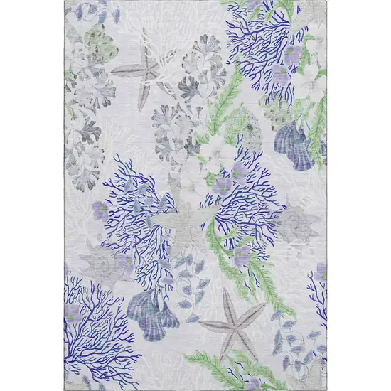 Blue Ivory And Lime Green Geometric Washable Area Rug With UV Protection Photo 2