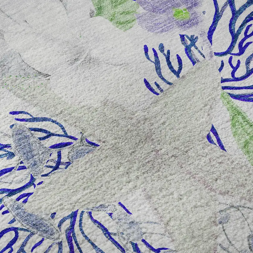 Blue Ivory And Lime Green Geometric Washable Area Rug With UV Protection Photo 4