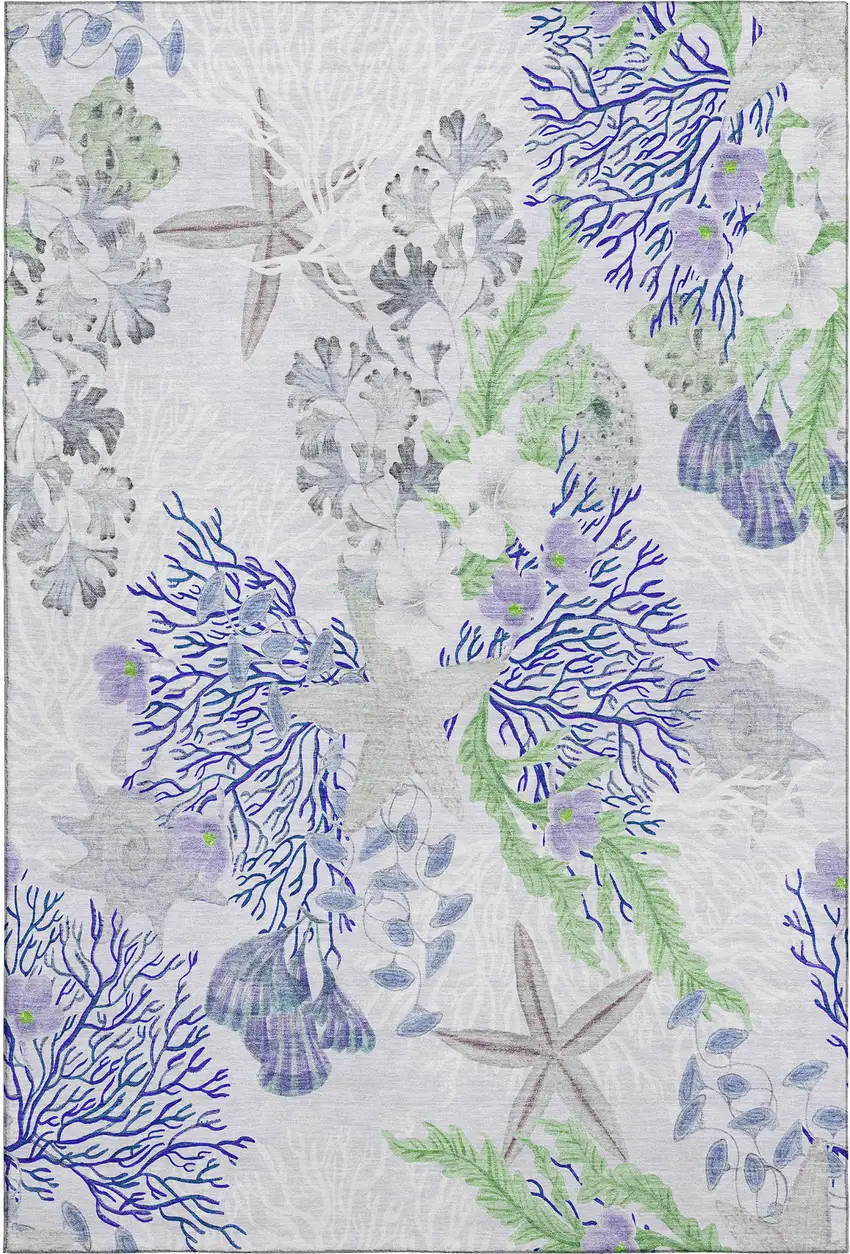 Blue Ivory And Lime Green Geometric Washable Area Rug With UV Protection Photo 2