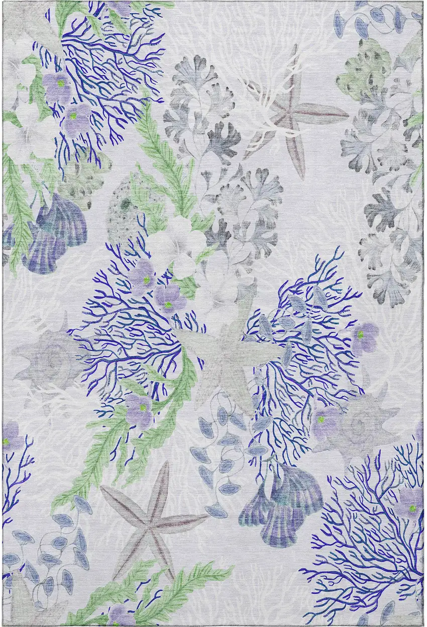 Blue Ivory And Lime Green Geometric Washable Area Rug With UV Protection Photo 4