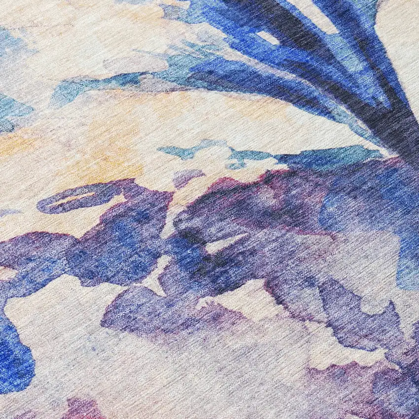 Blue Ivory And Mauve Owl Washable Indoor Outdoor Area Rug Photo 7