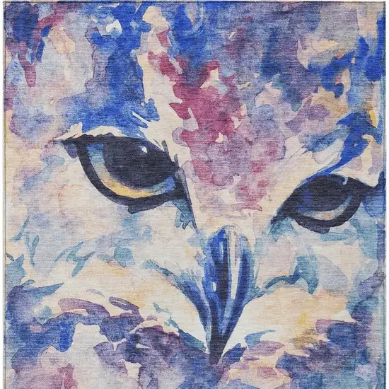 Blue Ivory And Mauve Owl Washable Indoor Outdoor Area Rug Photo 4