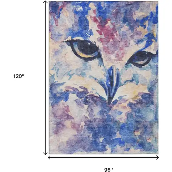 Blue Ivory And Mauve Owl Washable Indoor Outdoor Area Rug Photo 3