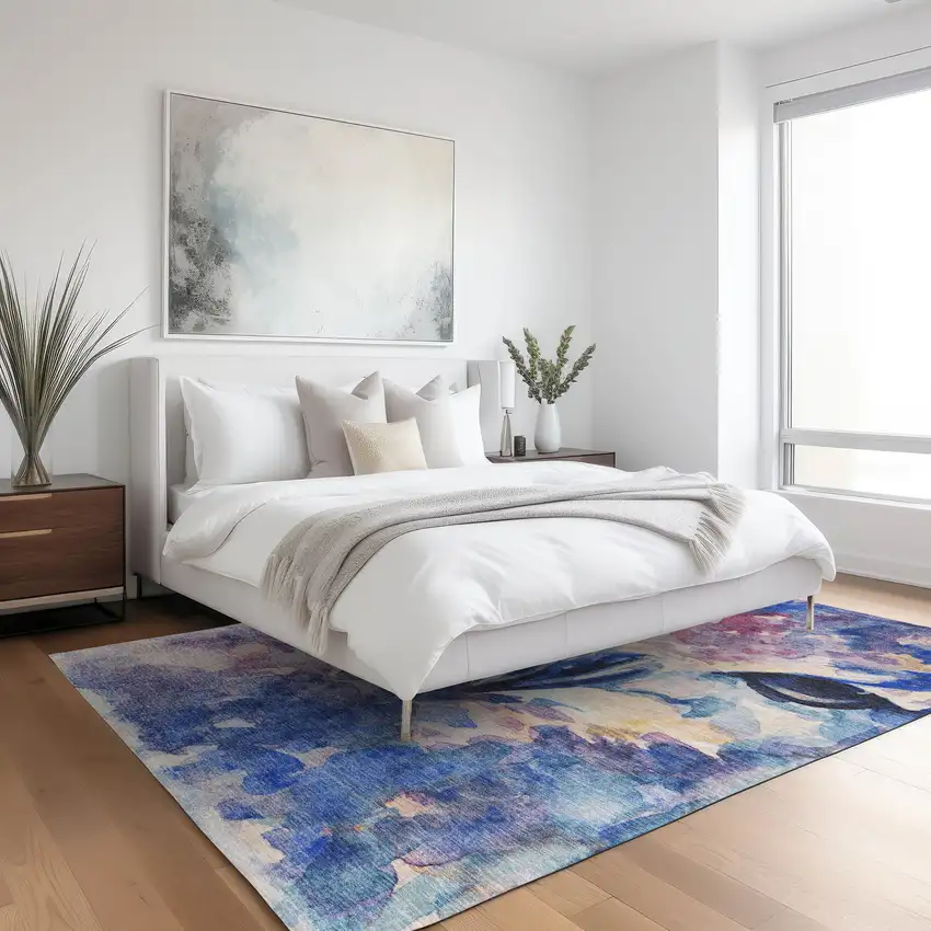 Blue Ivory And Mauve Owl Washable Indoor Outdoor Area Rug Photo 9