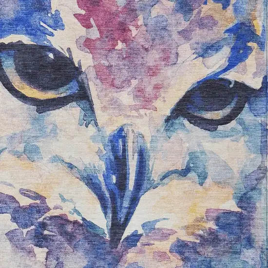 Blue Ivory And Mauve Owl Washable Indoor Outdoor Area Rug Photo 7