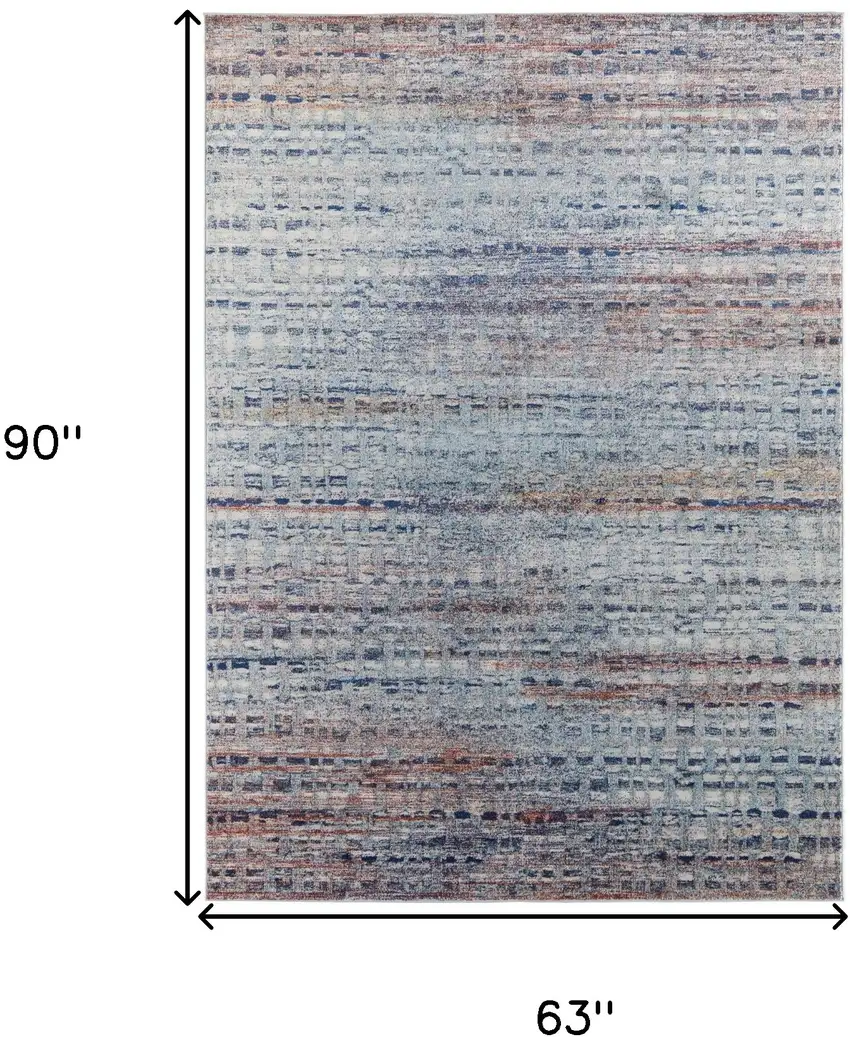 Blue Ivory And Orange Abstract Power Loom Stain Resistant Area Rug Photo 10