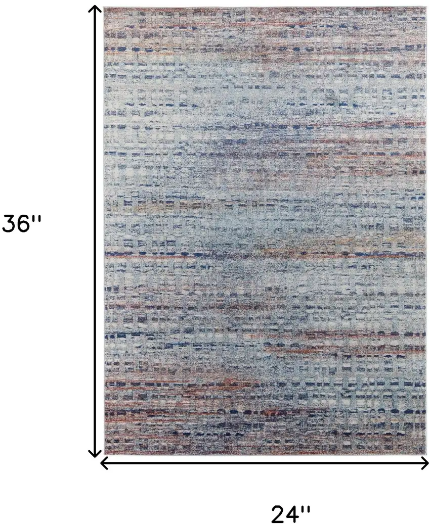 Blue Ivory And Orange Abstract Power Loom Stain Resistant Area Rug Photo 10