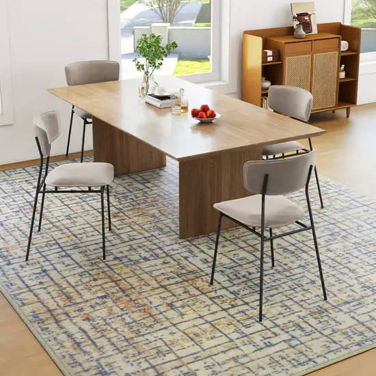 Blue Ivory And Orange Abstract Washable Area Rug Photo 5